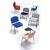 Taurus meeting room chair with chrome frame and writing tablet - red