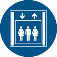 Sicherheitskennzeichnung - Personenaufzug, Blau, 31.5 cm, Folie, Selbstklebend