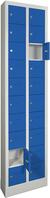 Kleinfachschrank m.SockelH1950xB460xT200 mm 2x10 Fächer RAL7035/5010 Türen mit E