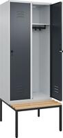 Garderobenschrank CLASSICB800xT500xH2120 mm RAL 7035/7016, 2 Abteile mit unterge