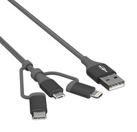 ANSMANN USB 3-in-1 Micro/Type-C/ Lightning Daten und Ladekabel, 120 cm