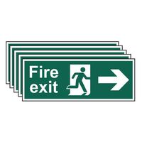 Fire exit arrow right sign - Pack of 5