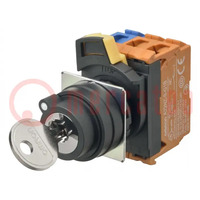 Switch: rotary with key; 22mm; Stabl.pos: 2; NO; black; none; IP66