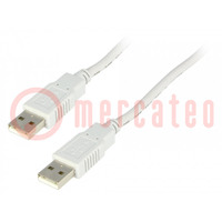 Cable; USB 2.0; USB A enchufe,ambos lados; 5m; gris claro