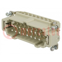 Connector: HDC; contact insert; male; Han® Ex; PIN: 16; 16+PE; 16A