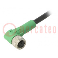 Connection lead; M8; PIN: 3; angled; 3m; plug; 60VAC; 4A; -25÷90°C