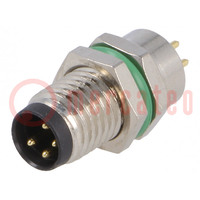 Connector: M8; male; PIN: 4; for panel mounting,front side nut