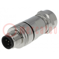 Plug; M12; PIN: 5; male; B code-Profibus; for cable; soldering; IP65