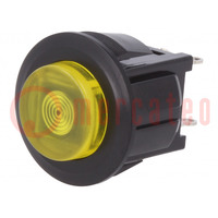 Switch: push-button; Pos: 2; SPST-NO; 3A/125VAC; OFF-ON; yellow