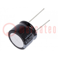 Capacitor: electrolytic; THT; 47uF; 250VDC; Ø20x15mm; Pitch: 10mm