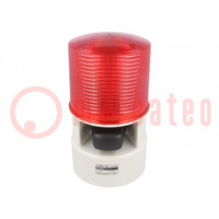 Avertisseur: lumineux-sonore; 24VDC; LED; rouge; IP54; Ø119x215mm