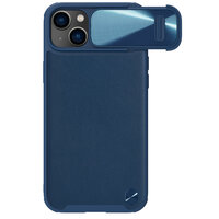 1_Nillkin CamShield Leather S Case iPhone 14 Hülle mit Kameraabdeckung blau