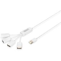 DIGITUS USB-Hub 4-Port 2.0->4xA2.0 integr. Kabel weiß