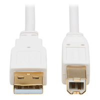 Tripp Lite U022AB-010-WH Cable Antibacteriano USB A a USB B (M/M), USB 2.0, Blanco, 3.05 m [10 pies]