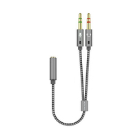 AISENS Cable Adaptador Audio Jack 3.5 4pines/H-2xjack 3.5 3pines/M, Gris, 25cm