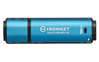 Kingston Technology IronKey Vault Privacy 50 USB flash meghajtó 128 GB USB A típus 3.2 Gen 1 (3.1 Gen 1) Fekete, Kék