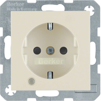 Berker Steckdose SCHUKO m Kontroll-LED, Beschriftungsfeld u EHBS S.1/B.3/B.7 weiß glänz