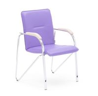 Stuhl ESSEN, Kunstleder lila, Gestell aus Stahlrohr, Farbe: verchromt, mit
