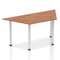 Impulse 1600mm Trapezium Table Walnut Top Silver Post Leg BF00188