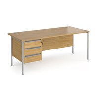 Contract 25 straight desk with 3 drawer pedestal and silver H-Frame leg 1800mm x