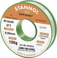 Stannol Kristall 611 Fairtin Forrasztóón, ólommentes Ólommentes Sn99,3Cu0,7 REM1 100 g 0.5 mm