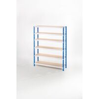 Wide span boltless shelf unit with chipboard shelves