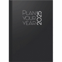 Buchkalender Chefplaner 14,5x20,6cm 1 Tag/Seite Compass Kunstleder Plan Your Year schwarz 2025