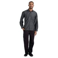 Chef Works Urban Detroit Long Sleeve Denim Shirt in Black M 40"-42" / 102-107cm