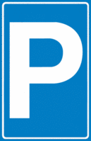 Parkplatzschild - P, Weiß/Blau, 25 x 15 cm, Folie, Selbstklebend, Spitz