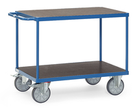 fetra® Tischwagen mit Siebdruckplatten, 2 Ladeflächen 1000 x 600 mm, wasserfest, 600 kg Tragkraft