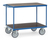 fetra® Tischwagen mit Siebdruckplatten, 2 Ladeflächen 1000 x 700 mm, wasserfest, 600 kg Tragkraft