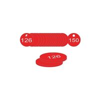 33mm Traffolyte valve marking tags - Red (126 to 150)