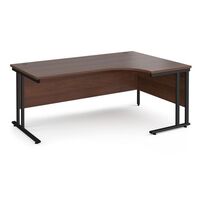 Traditional ergonomic desks - delivered and installed - black frame, walnut top, right hand, 1800mm