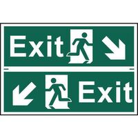 Exit Man Running Arrow Diagonally Down Left/Right Sign