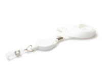 16mm White Tubular Flexiweave Breakaway Lanyards with attached Mini Yoyo Card Re