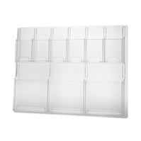 Leaflet Dispenser / Multi-Section Leaflet Stand / Wall-Nounted Holder / Wall-Mounted Leaflet Holder "Deluxe" 3x A4 and 6x 1/3 A4