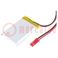 Batteria ric: Li-Po; 3,7V; 850mAh; conduttori; 6x30x48mm