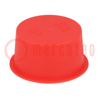 Plugs; Body: red; Out.diam: 37.8mm; H: 16.8mm; Mat: LDPE; push-in