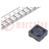 Inductor: wire; SMD; 670uH; 190mA; 5.73Ω; ±20%; 7.3x7.3x3.4mm