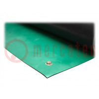 Bench mat; ESD; L: 1.2m; W: 0.6m; Thk: 2mm; rubber; green; <27MΩ