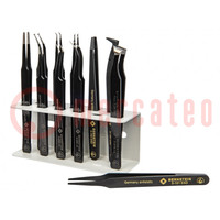 Kit: tweezers; for precision works; ESD; 11pcs.