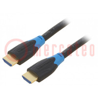 Kabel; HDMI 2.0; HDMI wtyk,z obu stron; PVC; 0,5m; czarny; 30AWG