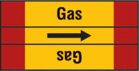 Rohrmarkierungsband ohne Gefahrenpiktogramm - Gas, Rot/Gelb, 6.5 x 12.7 cm