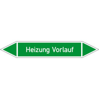 Rohrleitungskennz/Pfeilschild Bogen Gr1Wasser(grün)Folie gest,7,5x1,6cm Version: P1139 DIN 2403 - Heizung Vorlauf P1139