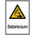 Batterieraum Warnschild, selbstkl. Folie , Größe 13,10x18,50cm DIN EN ISO 7010 W026 + Zusatztext ASR A1.3 W026 + Zusatztext