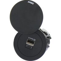 Produktbild zu EVOline One doppio USB-Charger A+C con coperchio girevole nero
