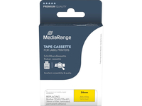 MEDIARANGE CASSETTE À RUBAN EN PLASTIQUE POUR BROTHER TZ-651/TZE-651, ADHÉSIF PERMANENT, 24 MM, 8 M, LAMINÉ, NOIR SUR JAUNE