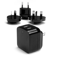 StarTech.com 2-poorts USB-lader hoog vermogen (17 W / 3,4 A) reislader (internationaal) zwart