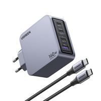 Ugreen Nexode Pro 160W GaN Charger with USB-C Cable Universal Schwarz, Grau AC Schnellladung Drinnen