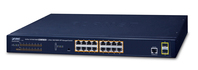 PLANET GS-4210-16P2S commutateur réseau Géré L2/L4 Gigabit Ethernet (10/100/1000) Connexion Ethernet, supportant l'alimentation via ce port (PoE) 1U Bleu